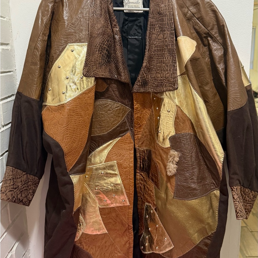 Domallo Multicolor Patchwork Leather Coat - image 1